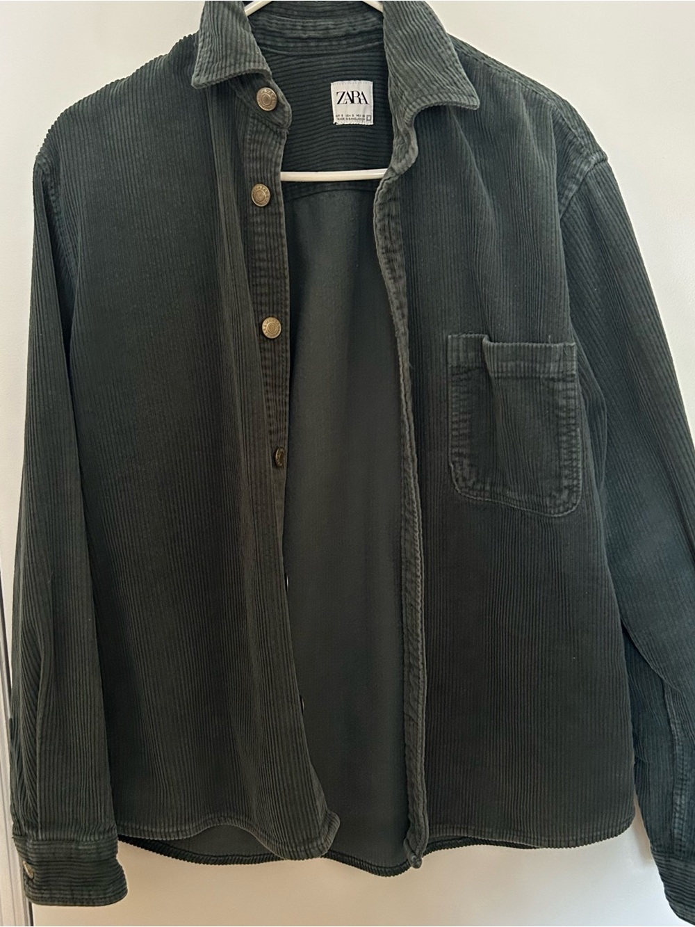 ZARA Men's Olive Green Corduroy Shirt Jacket